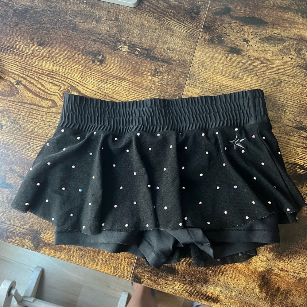 Rebel Athletic MESH OVERLAY SKIRT IN BLACK